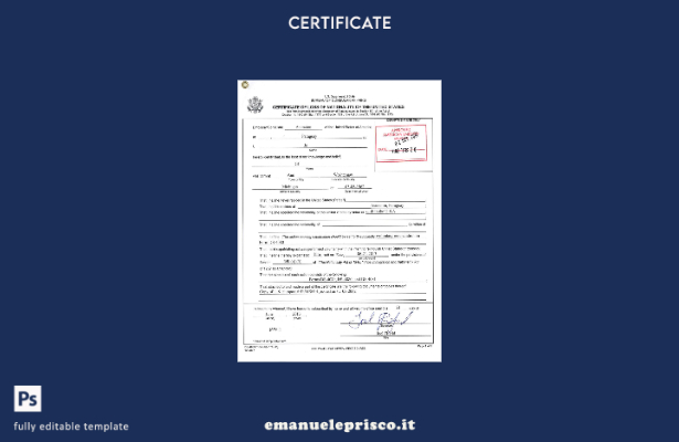 Modello di certificato di perdita della nazionalità USA in stile verificato